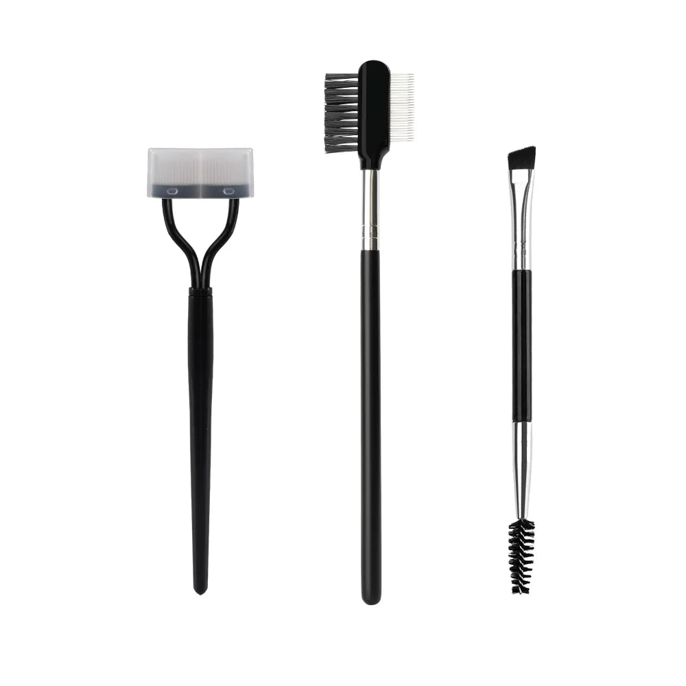 3PCS Angled Eyebrow Brush Makeup Grooming Tool Stainless Steel Mascara Comb for Eyelash