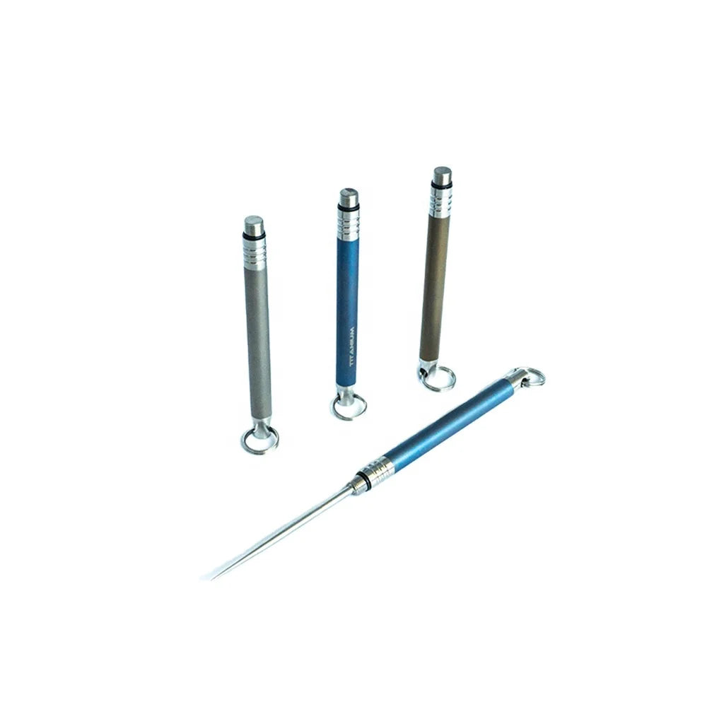 HTY Titanium EDC Outdoor Camping Pure Titanium Toothpick Environmentally Friendly Fruit Fork Toothpick