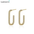 LUOTEEMI Zircon Lady Earing Fashion Large Woman New Geometric Square Circle Designer Huggie Hoop Earring