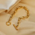 Fashion Classic Geometric Gold Stainless Steel Jewelry Paper Clip OT Ferrule 18K Gold Plated Oval Chain Bracelet Unisex