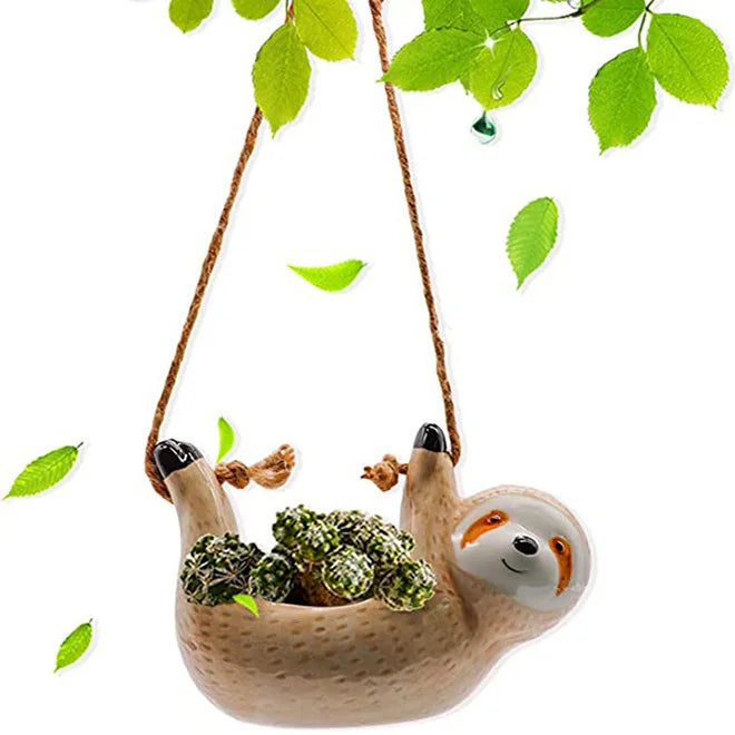 China Lowest Price Sloth Planter Wall Flower Vase Small Fun Planters Hanging Air Plant Holders Unique Sloth Decor Gift