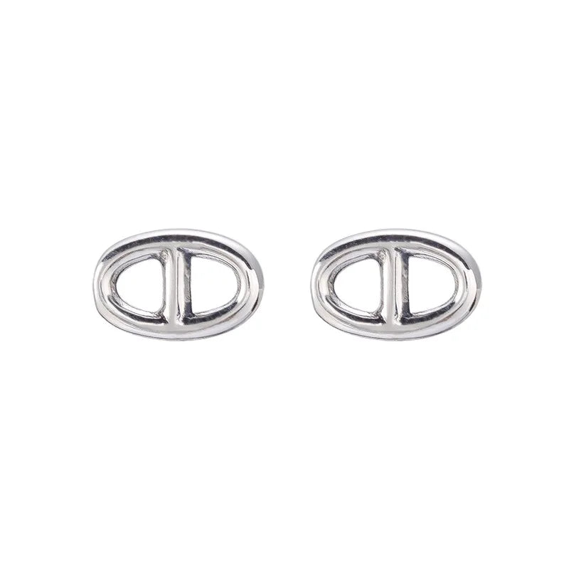 Vintage Simple Fashion S925 Sterling Silver Mini Hollow Geometric Shape Stud Earrings for Women Girls