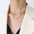 18k Gold Plated Clavicle Tennis Chain Stainless Steel White Seashells Lightning Necklace Neutral Style Jewelry