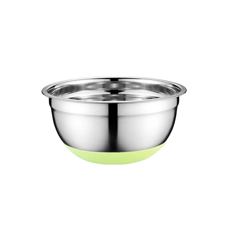 Colorful Non-Slip Silicone Bottom Stainless Steel Mixing Salad Bowls Modern Kitchen Utensil for Dinnerware Commercial Food Usage