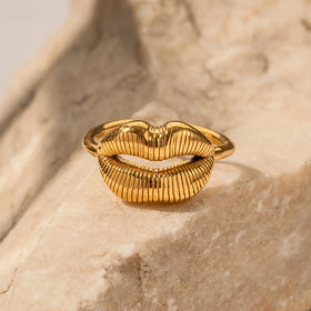 Tarnish Free Stainless Steel Gold Plated Luxury Stainless Steel Lip Ring for Woman