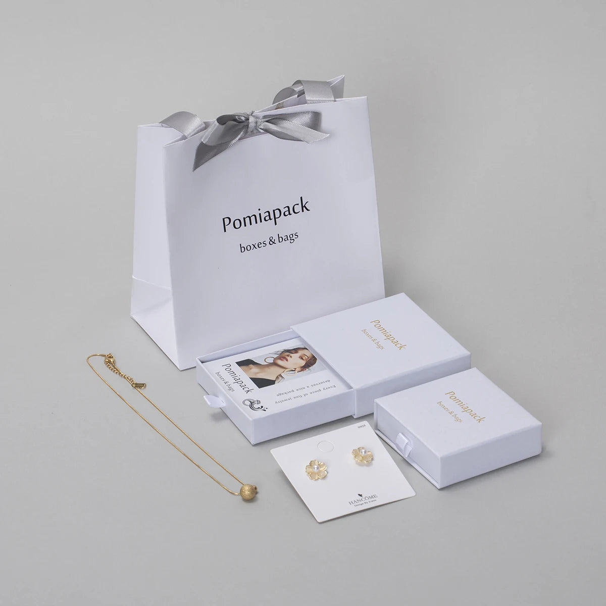 Custom logo Gift Jewelry Box Customized Paper Cardboard Drawer Jewelry Boxes  Packaging Bijoux