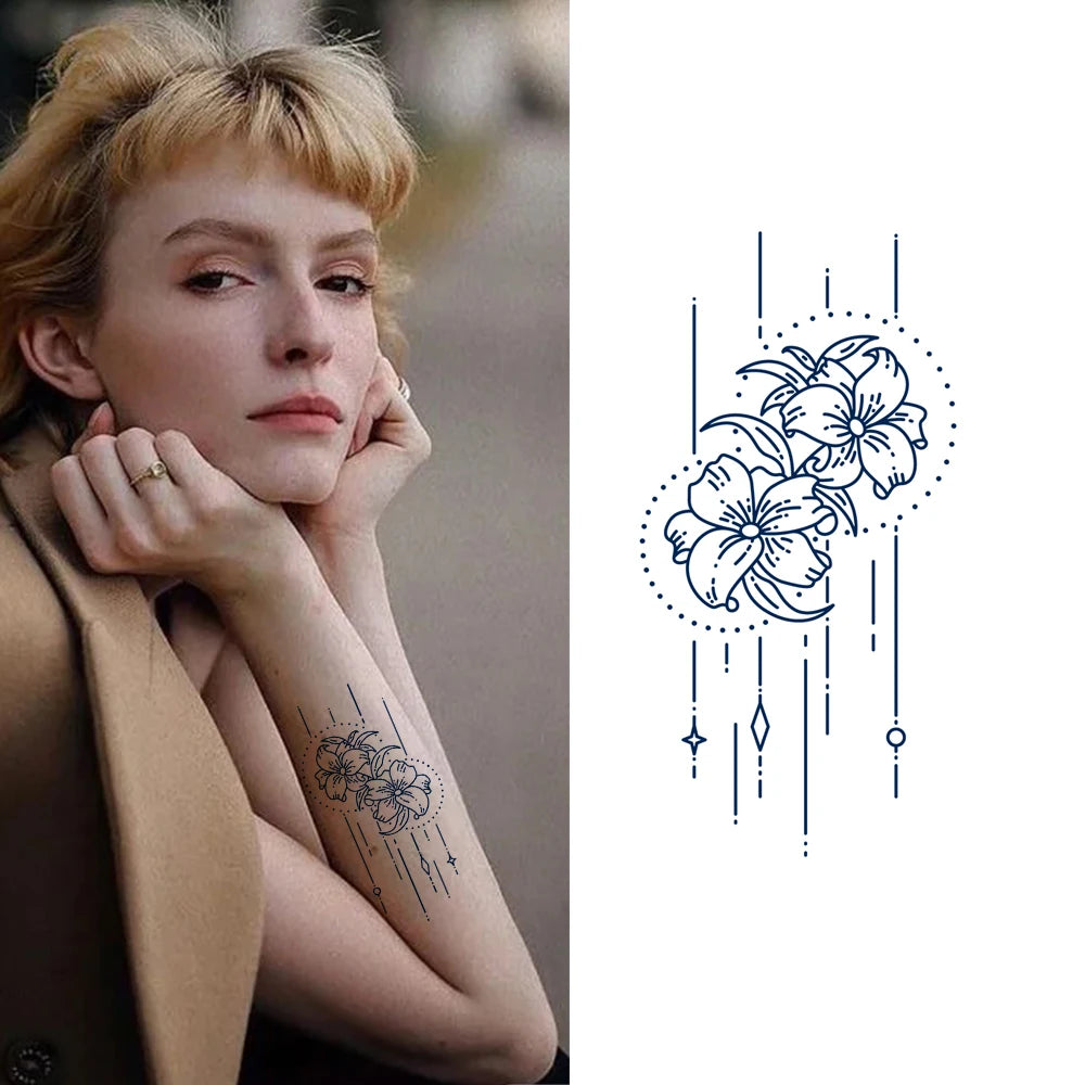 Nordic Simple Pattern Semi-permanent Juice Herbal Tattoo Stickers Waterproof and Long Lasting Temporary Tattoo for Men and Women