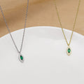 Luxury 925 Sterling Silver Oval Zircon Necklace Green Diamond Pendant Emerald Necklace