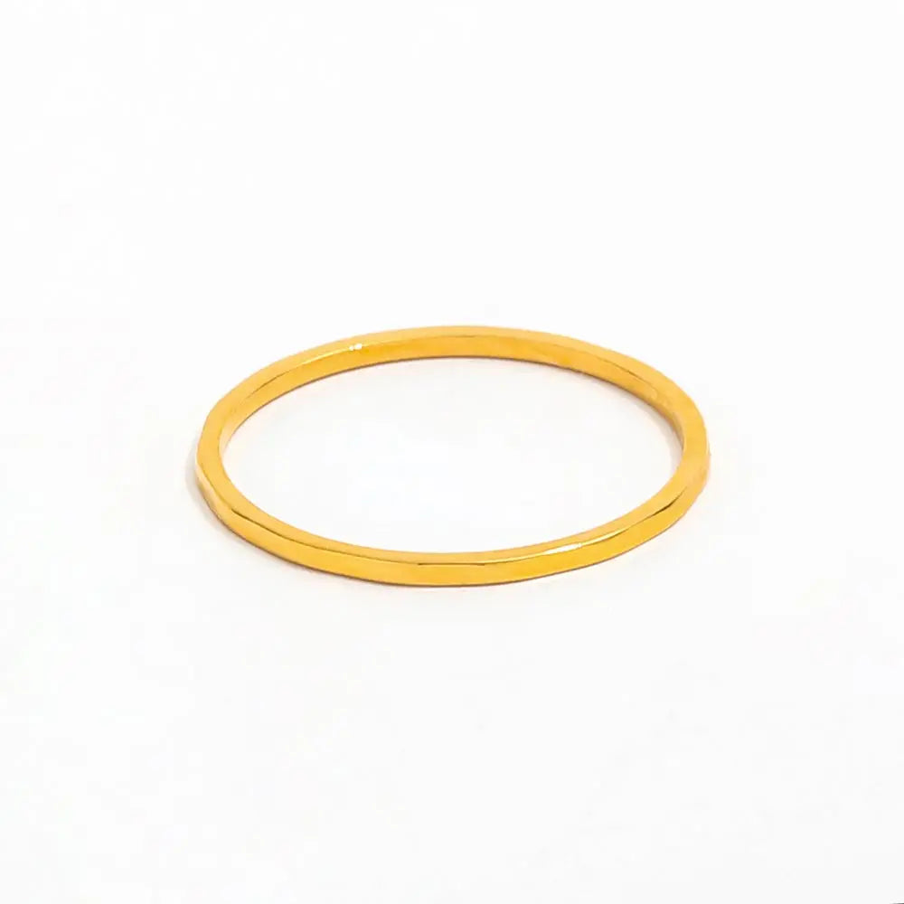 Joolim Jewelry Wholesale 18K Gold Plated Minimalist Stainless Steel Ring Cubic Cut Dainty Fashion Ring for Women