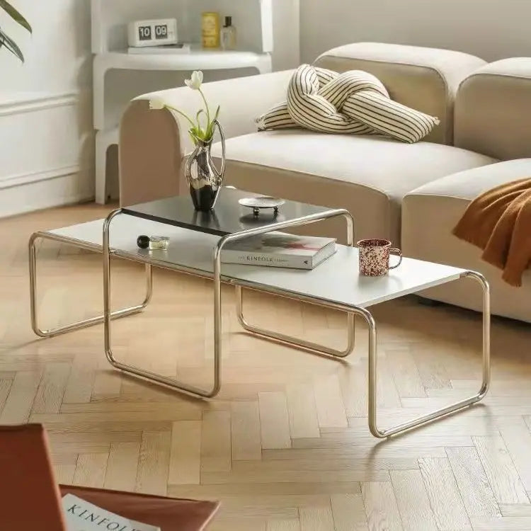 Modern Minimalist White Rectangular Coffee Table for Living Room Factory Wholesale Home Furniture