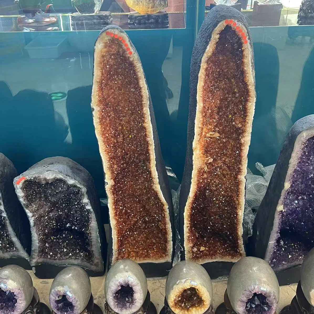 Natural Citrine Quartz Crystals Geodes Brazil Amethyst Cluster Raw Rough Hole Stone Cave Bag for Healing