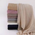 Wholesale Breathable Polyester Jersey Hijab for Muslim Ladies Crinkle Cloth Elastic Pleated Scarf for Spring