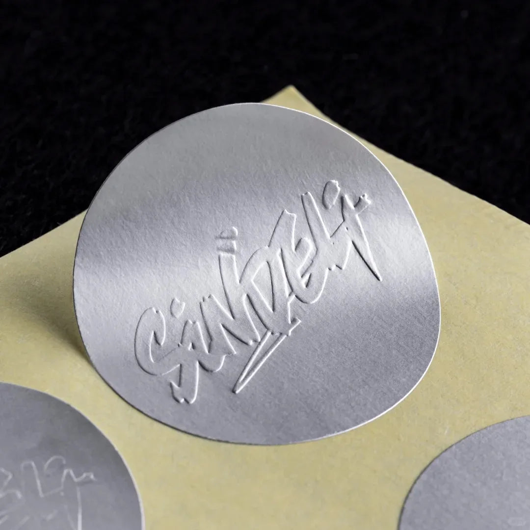Wholesale Add Brand Logo Custom 3d Embossed Stickers Gold/silver Foil Metallic Metal Gold Embossed Labels