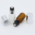 2ml 3ml 5ml 10ml Amber Frosted Glass Flat Roller for Bottle with Black Cap Essential Oil Roll on Bottle