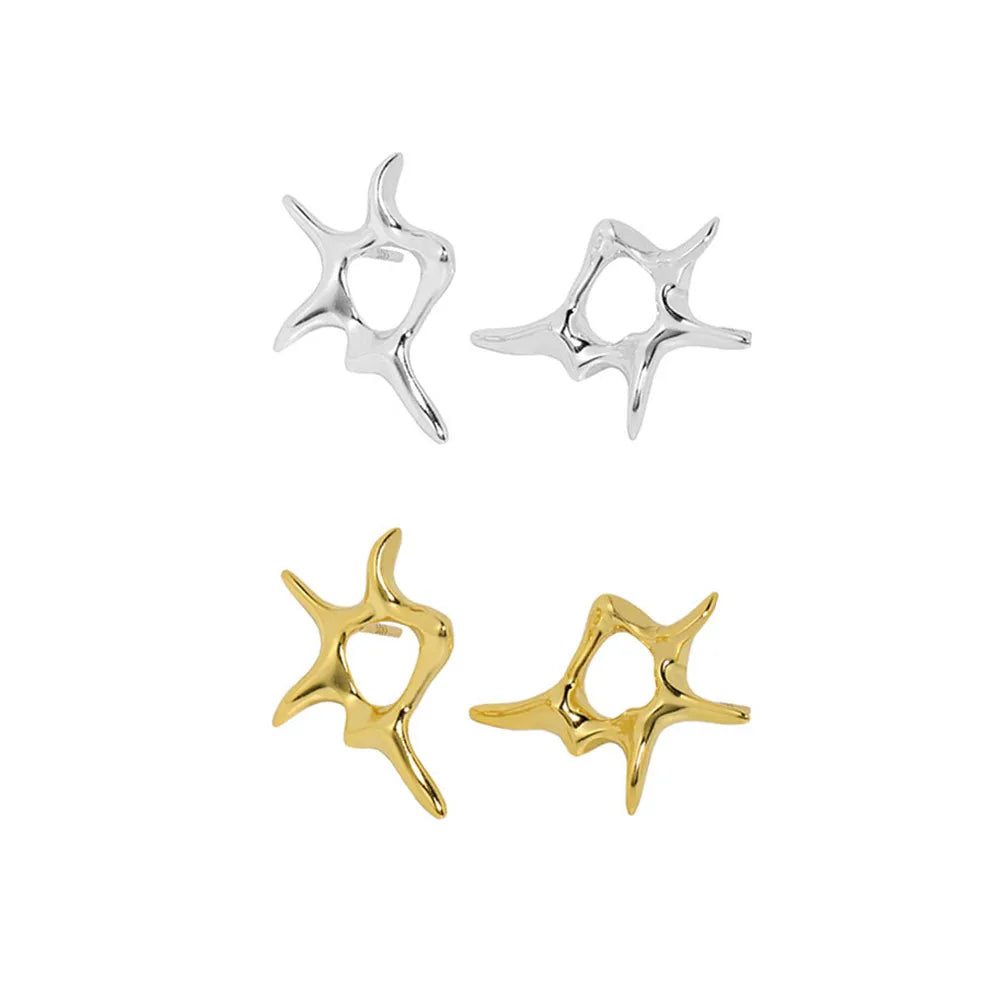 FUAMAY Fashion Aretes Stud Earrings  925 Sterling Silver Irregular Star Geometry  Shaped Earrings