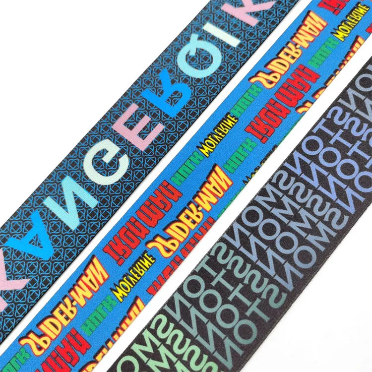 Custom Single Side Heat Transfer Printed Oeko-Tex Certified Jacquard Webbing Elastic Bands Colorful Sublimation Polyester