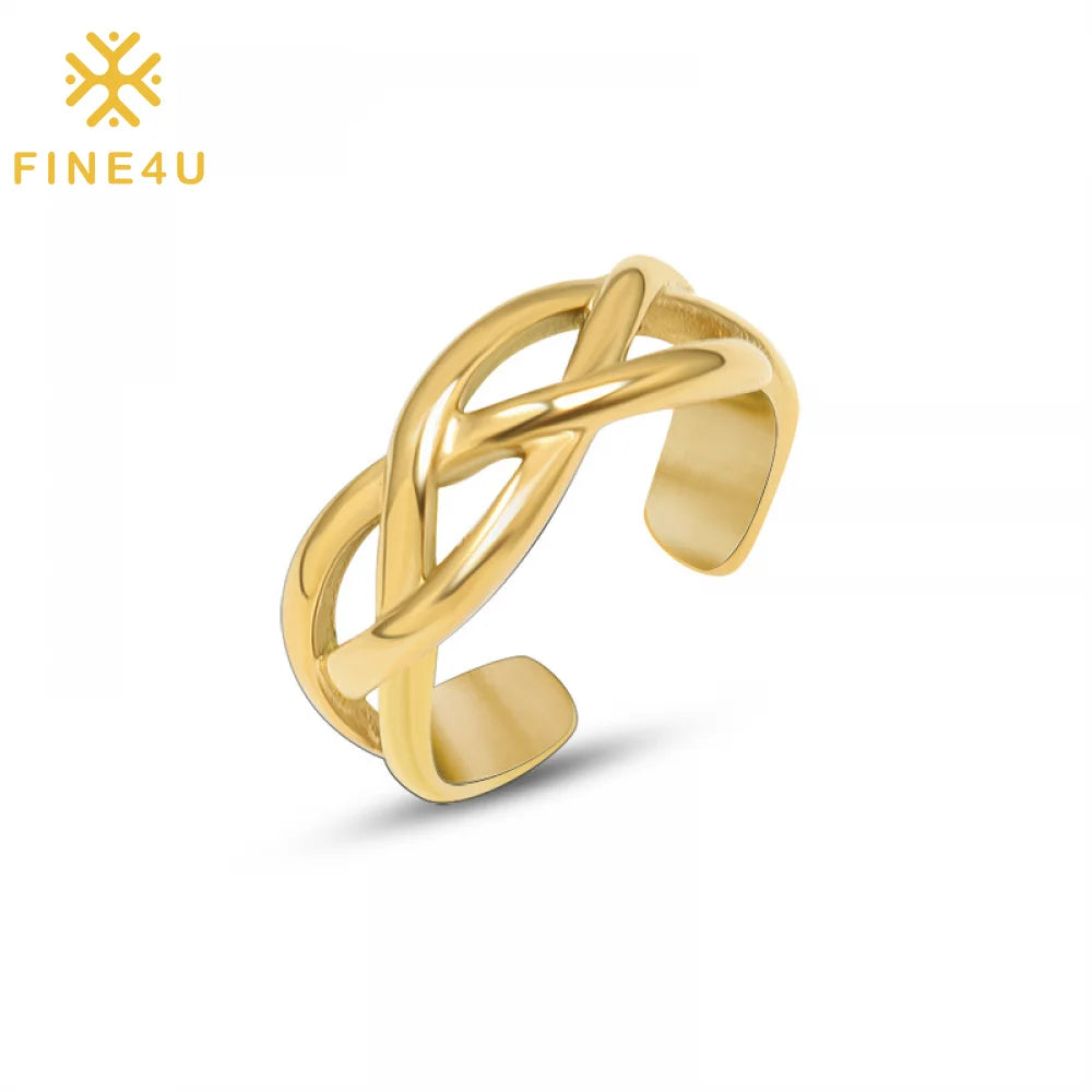 Wholesale Jewelry Anillos De Acero Inoxidable Para Mujer Open 18k Gold Plated Rings Stainless Steel