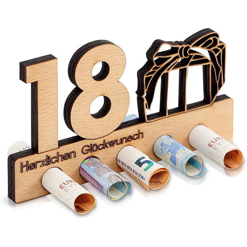Factory Direct Sale Personalized Happy Birthday Wood Money Holder 18th Birthday Gift for Kids