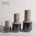Merlin Living Antique Flower Vase Black Beige Cylinder Home Decor Handcrafted Ceramic & Porcelain Fleurs Keramik Antik