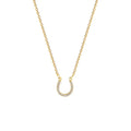 Fashion Simple Stainless Steel Gold-plated Necklace Personalized Horseshoe Pendant Necklace Simple  U-shaped Zircon Short Chain