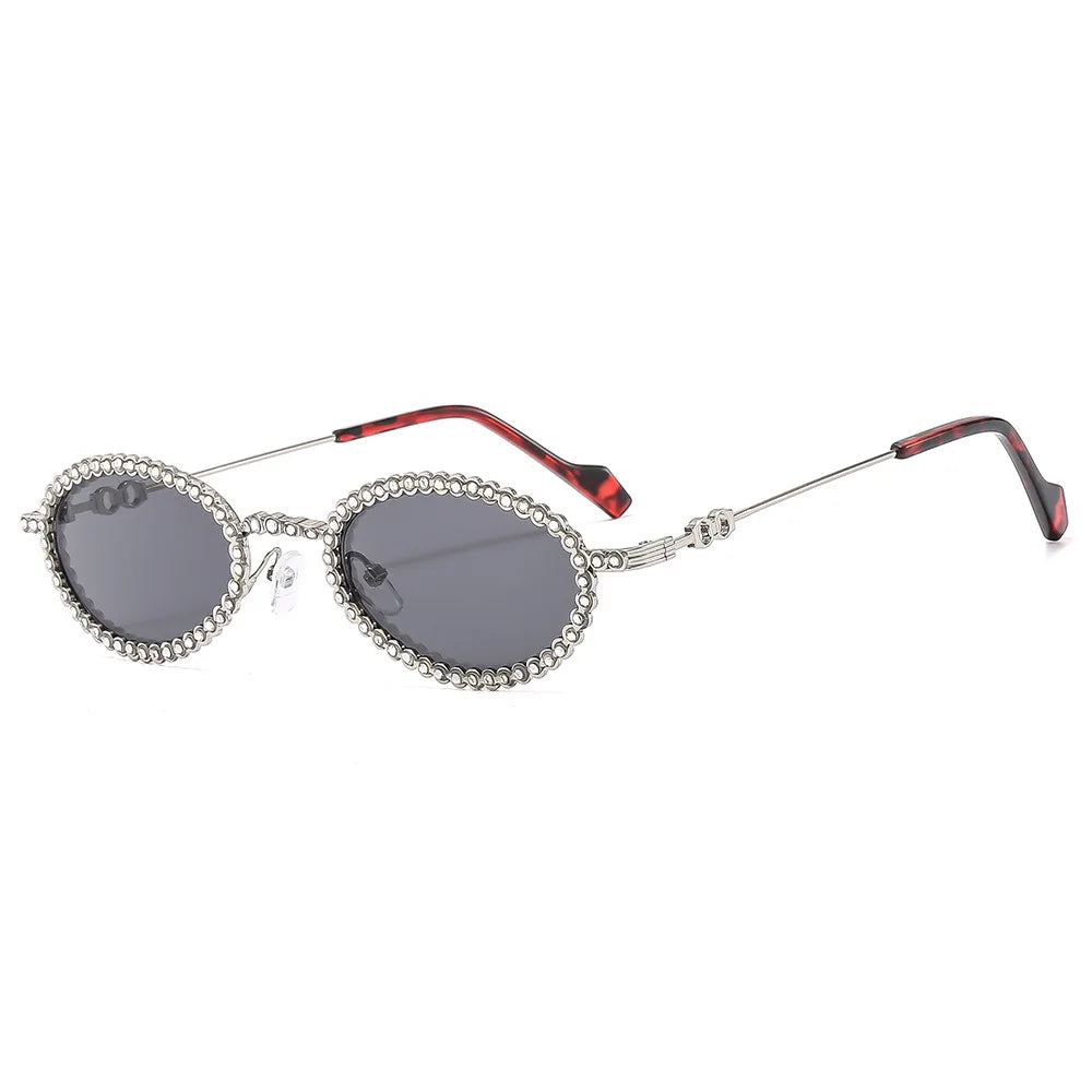 2024 Women's Luxury Designer Sunglasses Bling Rhinestone Custom Logo UV400 Optical Acrylic Lenses Metal Frame Party Outfit