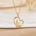 Simple High-Grade STAINLESS  Steel Necklace Gold Plated Heart-Shaped Tulip Clavicle Chain Zircon for Mother's Day Foreign Trade