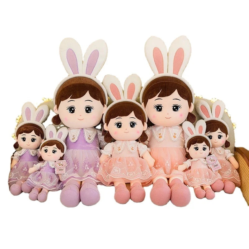 Kawaii Plush Doll Girl With Rabbit Ear Cute Animal Little Girl Colorful and Diverse Baby Toys Cuddly Plush Rag Doll Girl