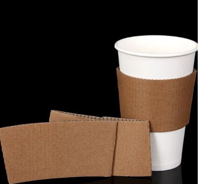 Hot and Cold Drinks Kraft Coffee Cup Sleeves Brown Disposable Corrugated Cardboard Paper Cup Jacket