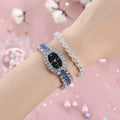 BM Fashion Watch Bracelet Set Starry Sky Face Simple Diamond Square Watch Women