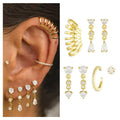7Pcs Edgy Waterdrop Zircon Pendant Earrings with Punk Style Statement Jewelry Set