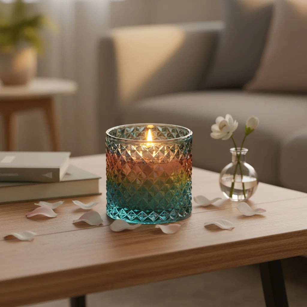 Wholesale Empty Luxury Crystal Glass Candle Jars with Lid 10 oz Custom Silk Screen Printed Wedding & Holiday Holder