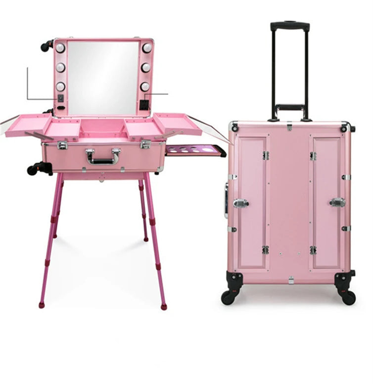 Beauty Cosmetic Bulbs Makeup Carry case 24inch Big Storage Dimmable Lighted Travel Make-up Suitcase