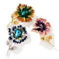 3-color Enamel Flower Brooches Women Alloy Beauty Crystal Flower Weddings Banquet Brooch Pins Gifts