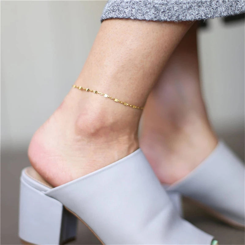 14K Gold Filled Anklet Minimalism Handmade Jewelry Enkelbandje Boho Charms Vintage Cheville Anklets for Women