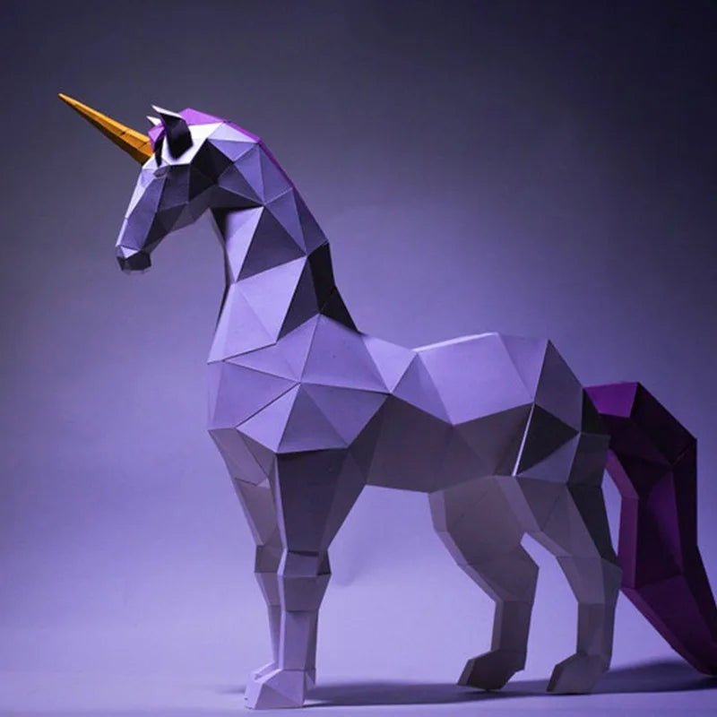 62cm High unicorn 3D Three-dimensional Floor Decoration Handmade DIY Paper Model Window Bedroom Living Room Decoration