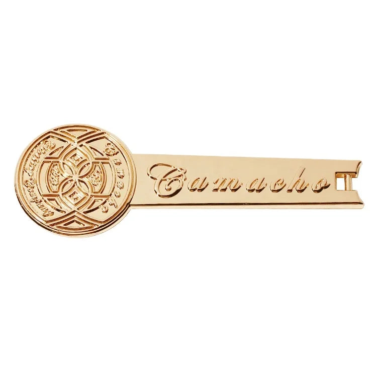 Zipper Manufacturer Made Gold logo Embossed Puller Type Good Quality Bags Accessories Branded Puller Slider