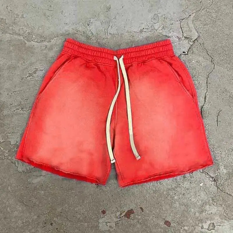 New Arrival Men's Casual Jogger Sweat Shorts 100% Cotton Jersey Distressed Raw Hem Acid Washed Vintage Board Shorts Eco-Friendly
