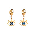 BINSHUO Wholesale Custom Stainless Steel Jewelry Titanium Steel Evil Devil Eyes Hand Fatima Pendant Charm Cuff Earrings Women