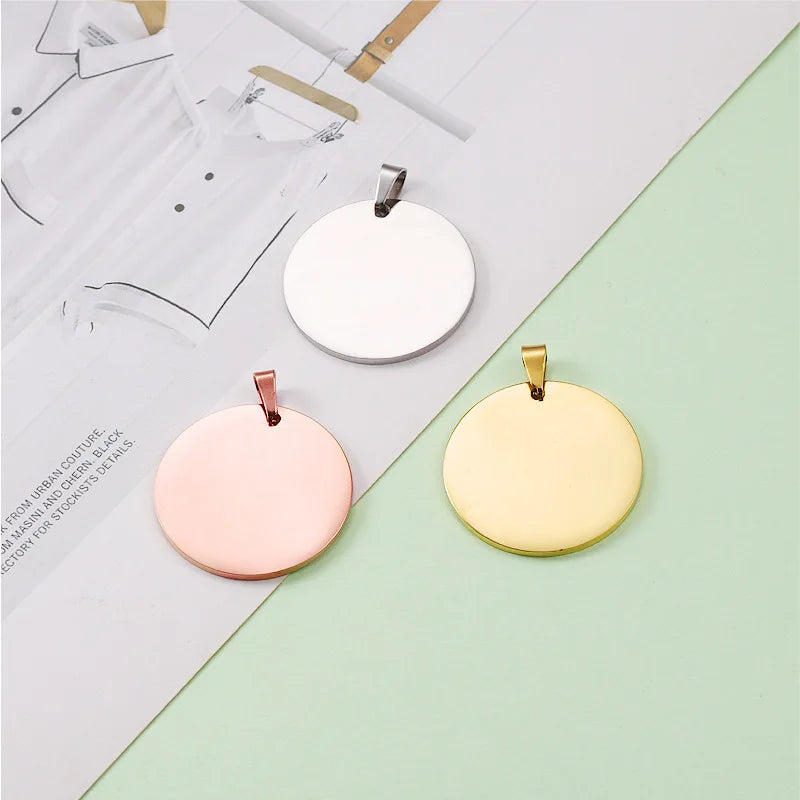 Customized Mirror Polished Various Size Stainless Steel Round Pendants Blank Engraving Charms for Jewelry Making