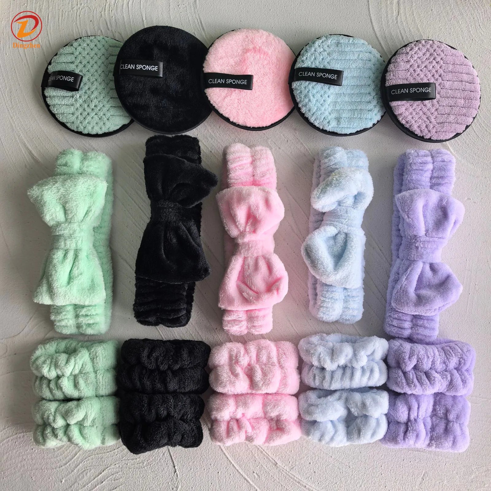 Soft Spa Headband Wristband Makeup Remover Pad Set for Face Wash Makeup Skincare Custom LOGO Packaging
