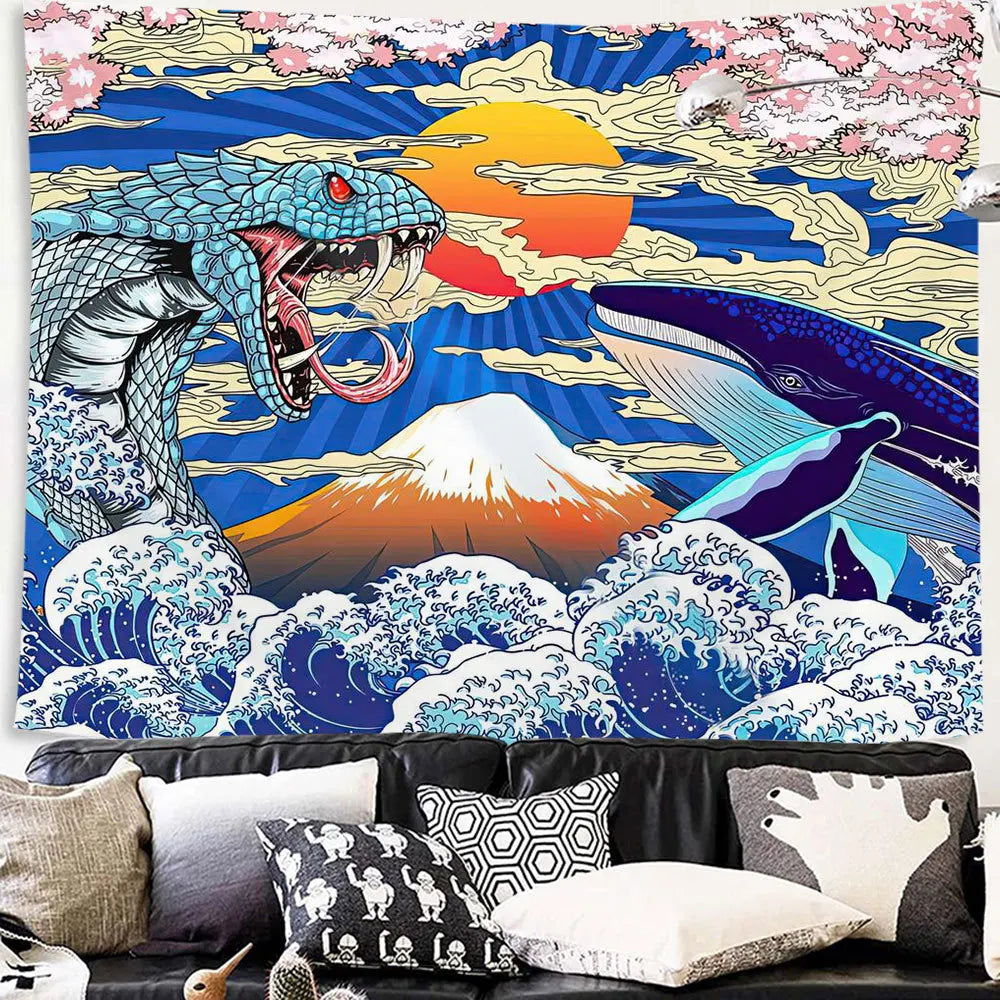 Psychadelic Flower Wall Hanging Boho Hippie Cloth Fabric Mushroom Dorm Bedroom Decor Tapestry