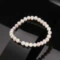 BGPB12 RINNTIN 7 Inches 925 Sterling Silver 6-7mm Cultured Freshwater Pearl Stretch Bracelet