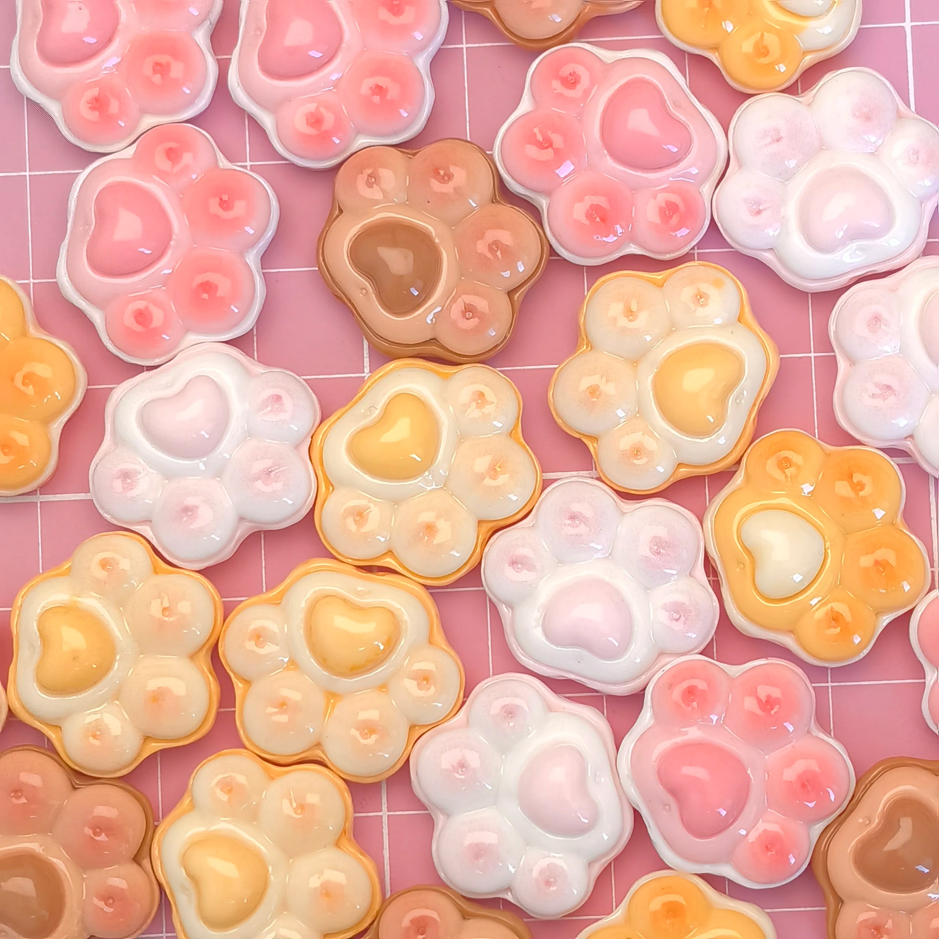 New Creative 100Pcs Dog Paw Shaped Cookies Resin Flatback Cabochons Perfect for Scrapbooking Phone Case Kitchen Room Decor