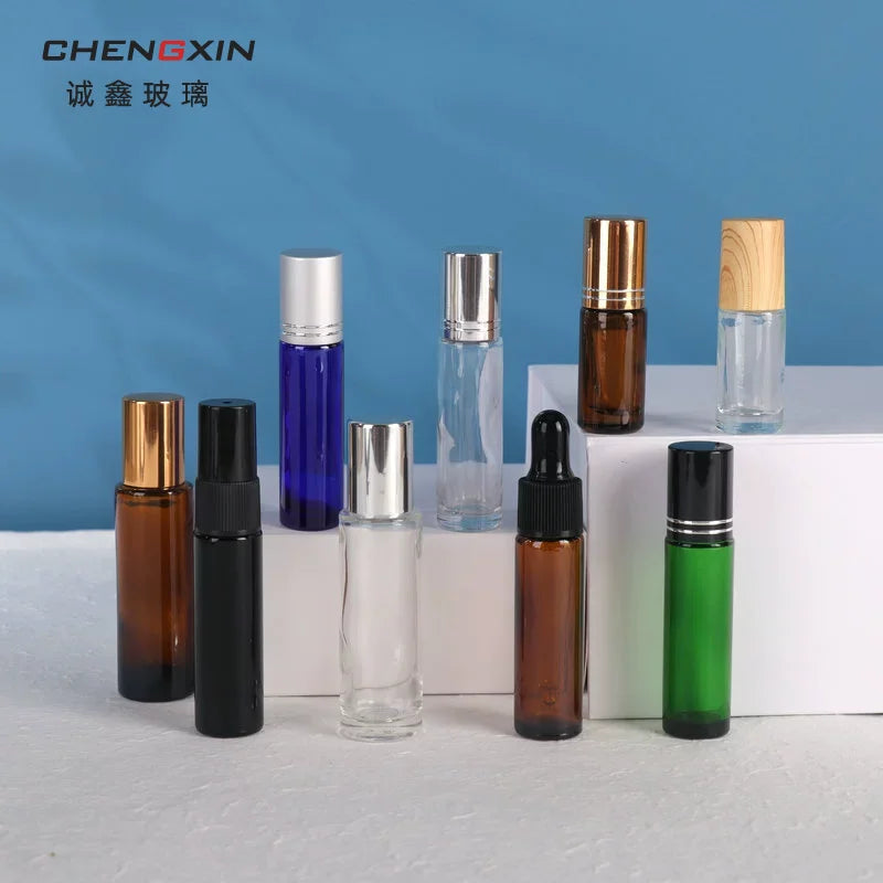 Hot Selling 10ml Thickened Roller Bead Glass Bottle Cross-Border Empty Pump Sprayer Bottles Essential Oil 100pcs Screen Printing