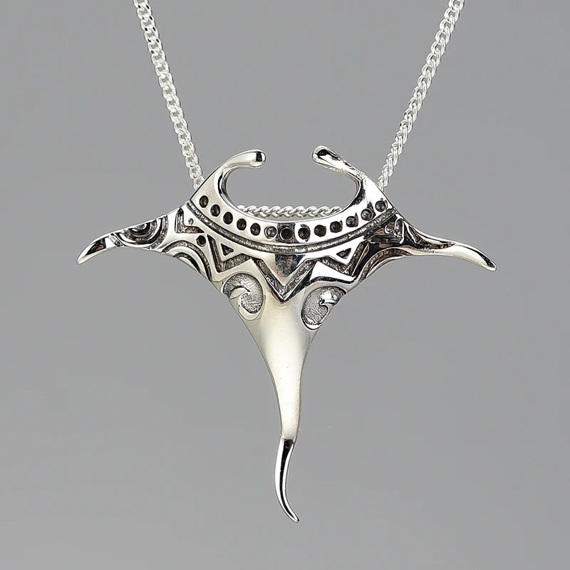 Lotus Fun Lotus Fun 2025 Summer Jewelry  Manta Ray Gold Fish Retro Silver Pendant for Women Fine Jewelry for Women