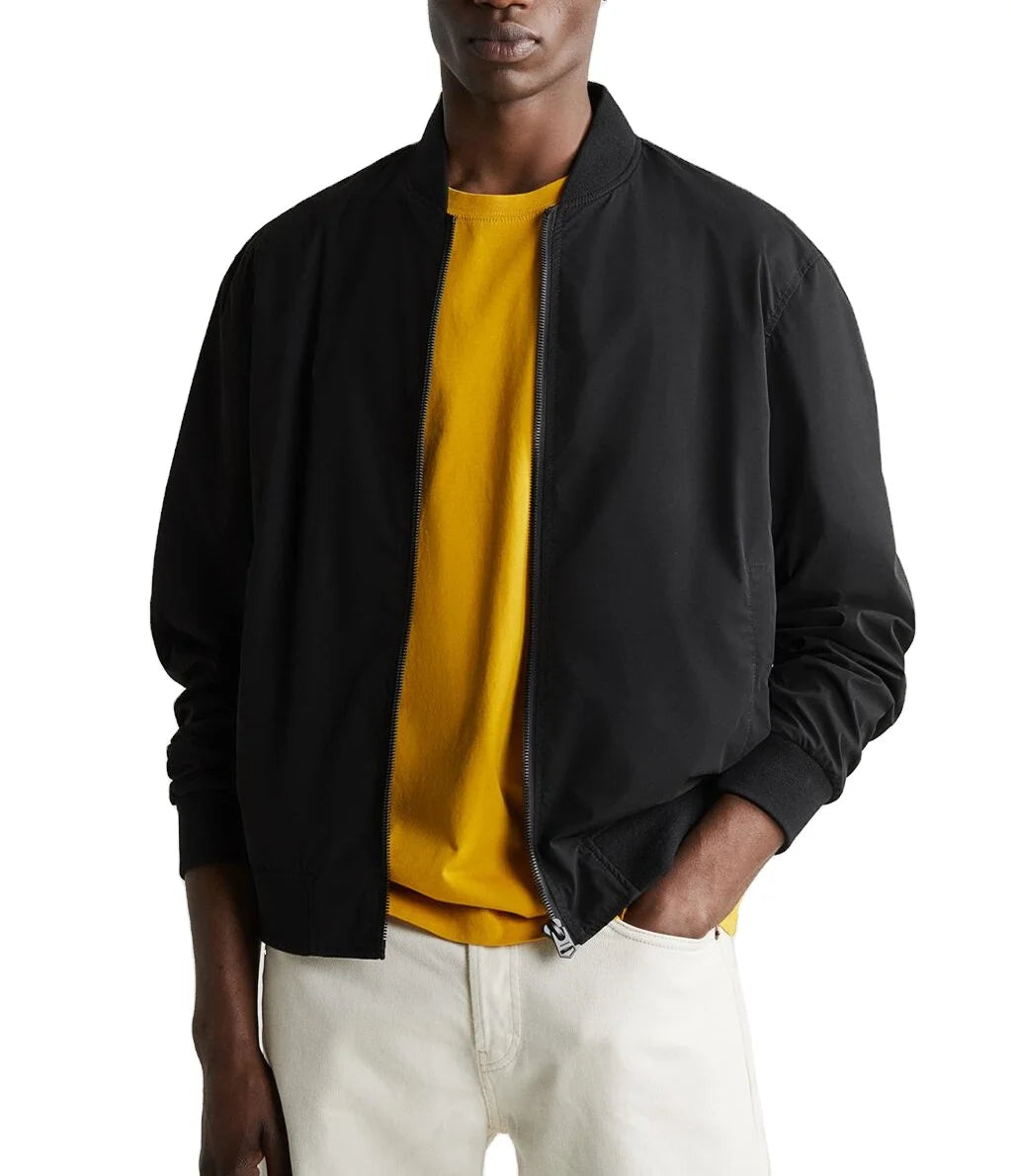 Wholesale Fashion Style Black Bomber Jacket Plain Black Mens Winter Jackets Custom Mens Jackets