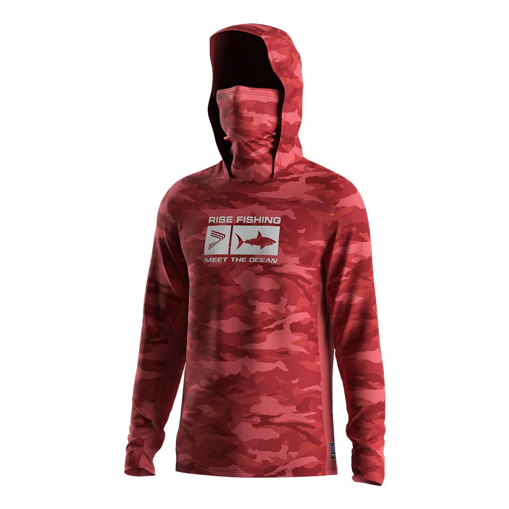 Custom Fishing Shirts Long Sleeve UPF UV Protection Side Mesh Integrated Face Gaiter Sublimation Print Hunting Wear