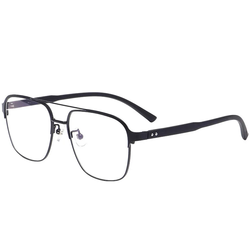 TR90 Fashion Business Unisex Titanium Alloy Big Frame Double Beam Anti-Blue Glasses