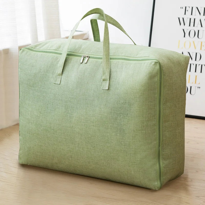 Home Use Pure Colors Quilt Storage Bag Wardrobe Clothes Organizer Closet Quilt Cloth Organizer With Soft Handle