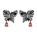 Rib Cage Butterfly Skull Stud Earrings Real 925 Sterling Silver Earrings or Women Fashion Design Ear Pin Studs Fashion Jewelry
